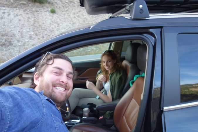 Canyon selfie driving road tripe wyoming