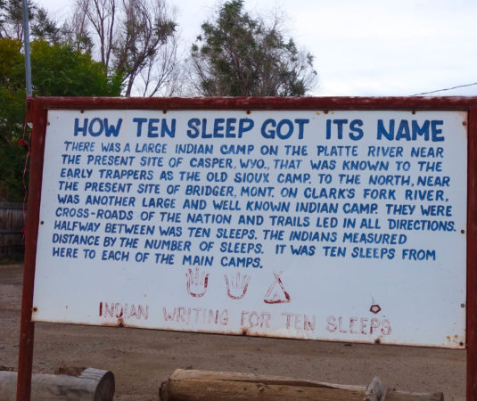 Historic sign Ten Sleep wyoming name