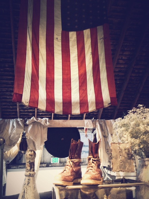 American flag inside the RRL store, East Hampton